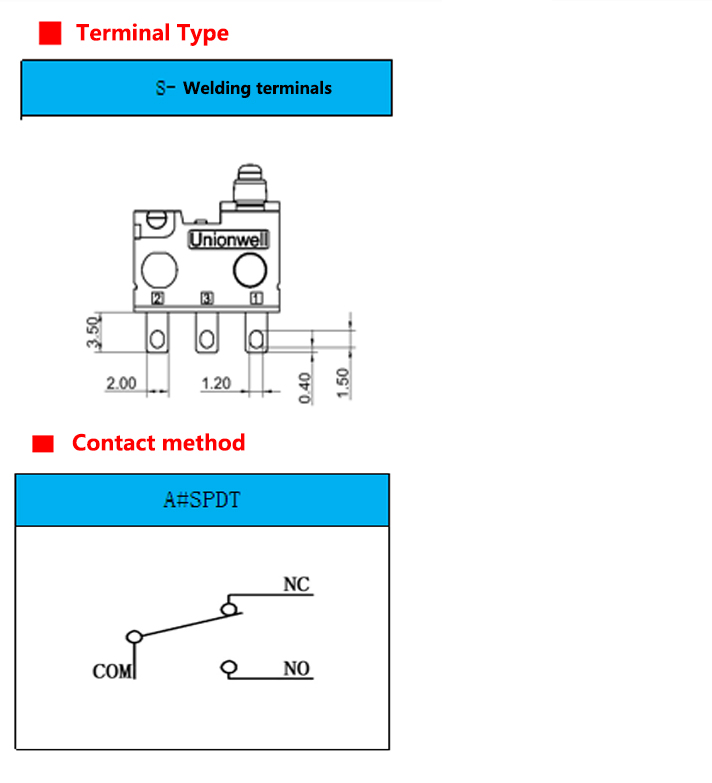 waterproof micro switch terminal type